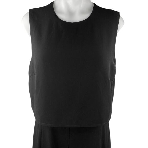 Lulus Women's Black Sleeveless Split Back Straight Wide Leg Romper Jumpsuit Sz L - Picture 3 of 5